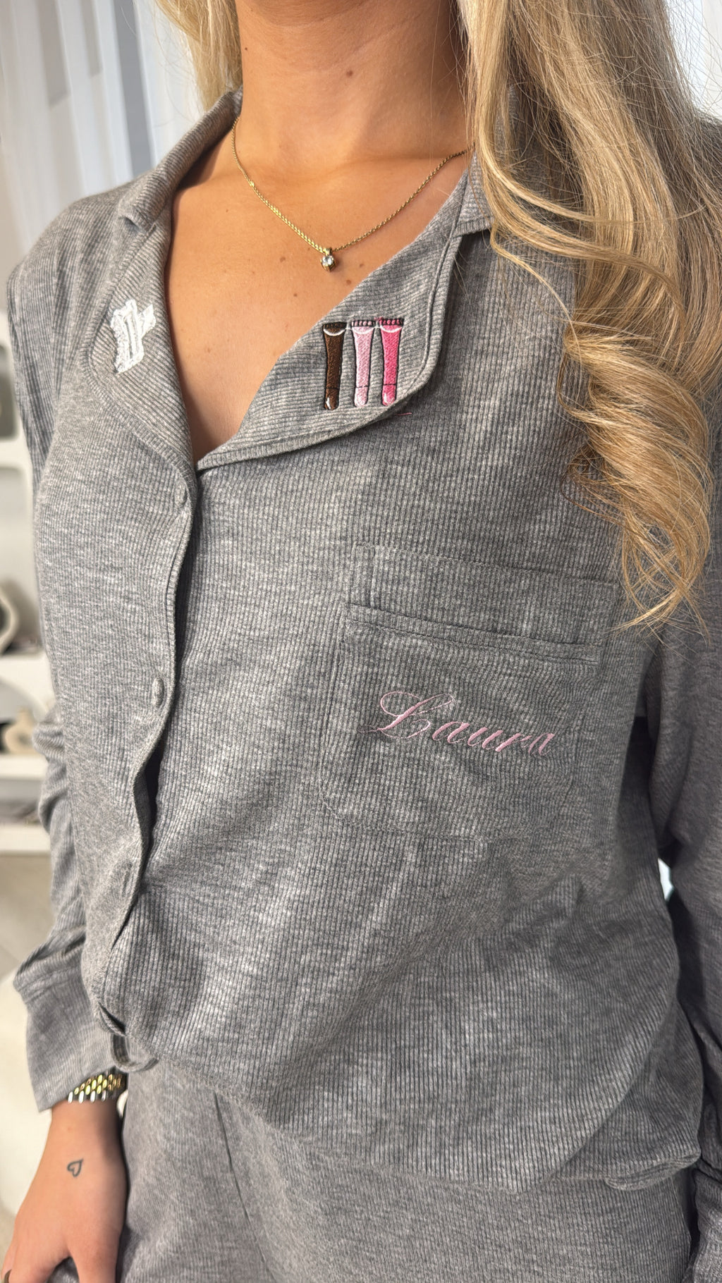 Grey personalised pyjamas 🪩🥥🤍