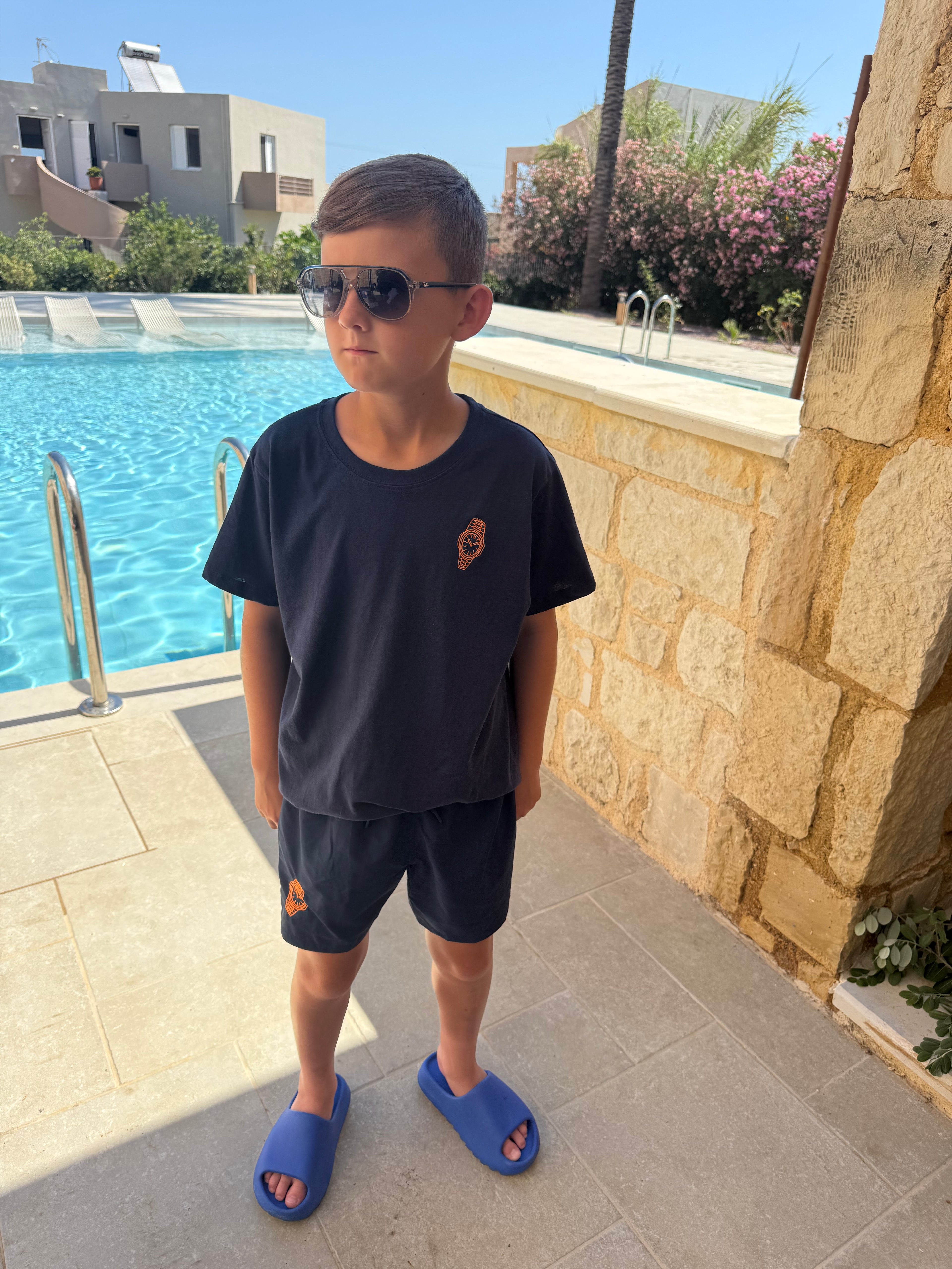 Boys navy watch swimming trunks ⌚️