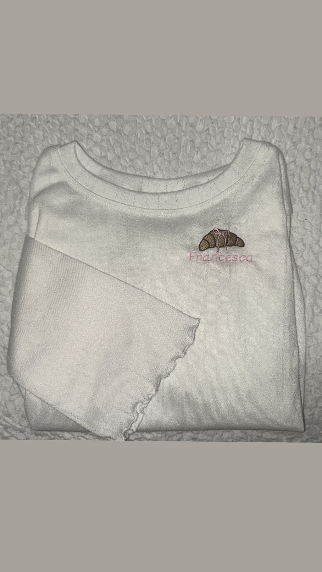 Personalised croissant pyjamas🥐🎀￼