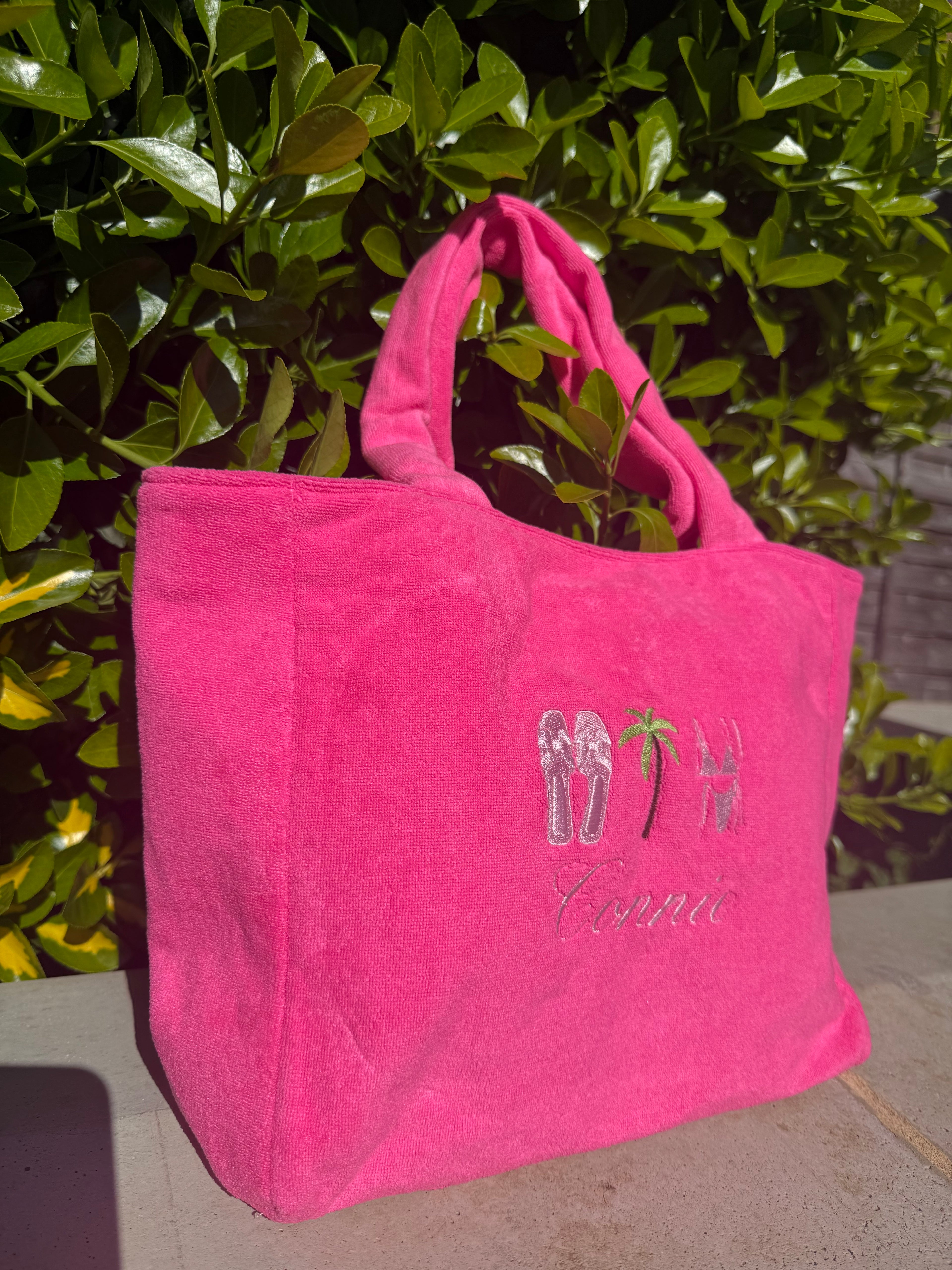 Personalised towelling beach bag🩷🌴