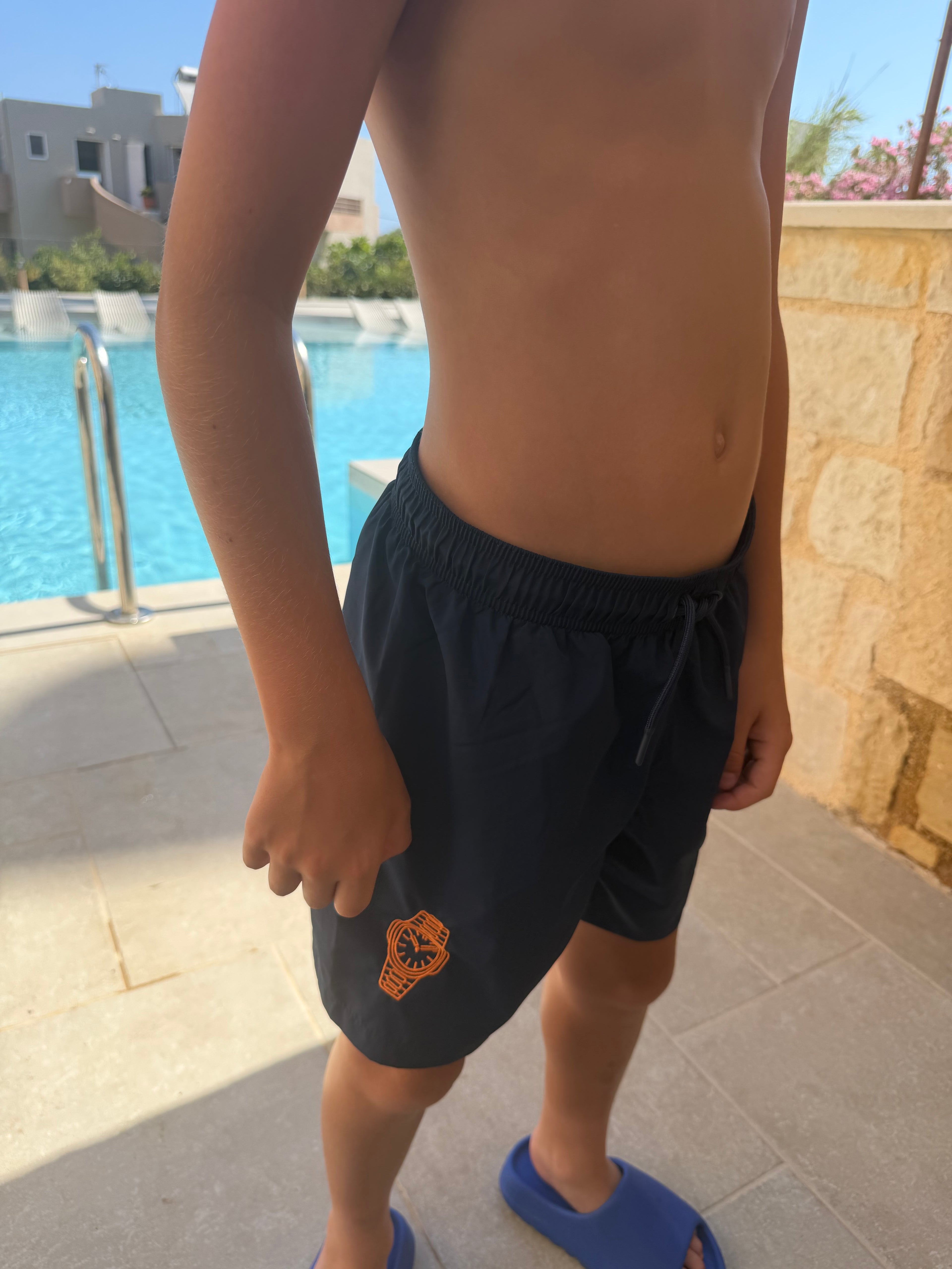 Boys navy watch swimming trunks ⌚️