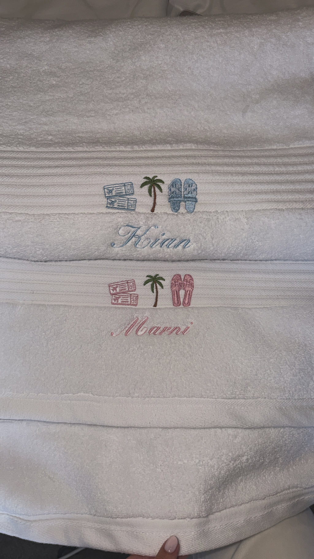 Personalised beach towel🩵🩷