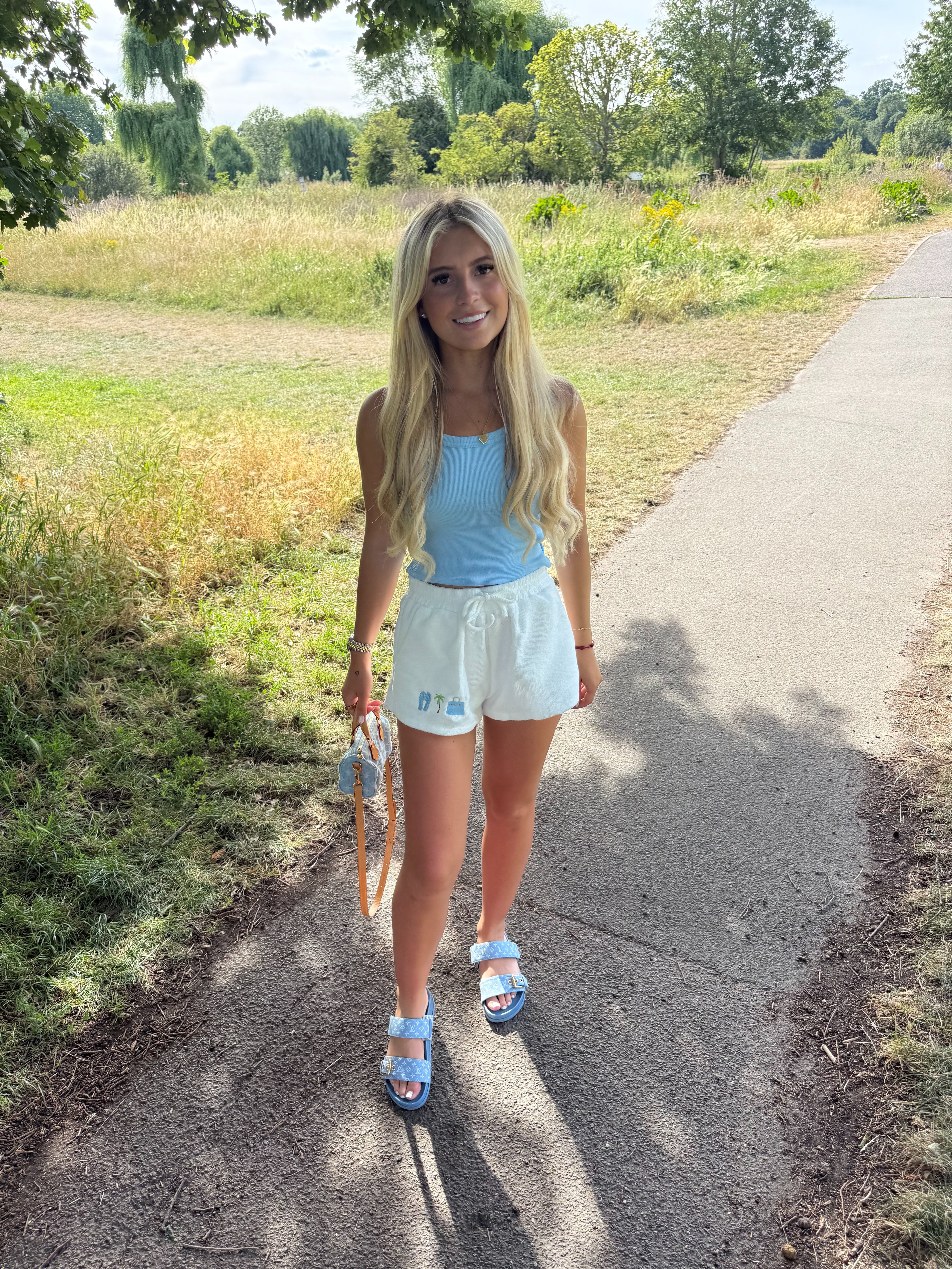Blue palm towelling shorts🩵💙