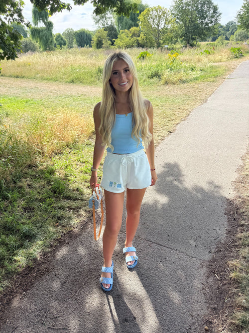 Blue palm towelling shorts🩵💙