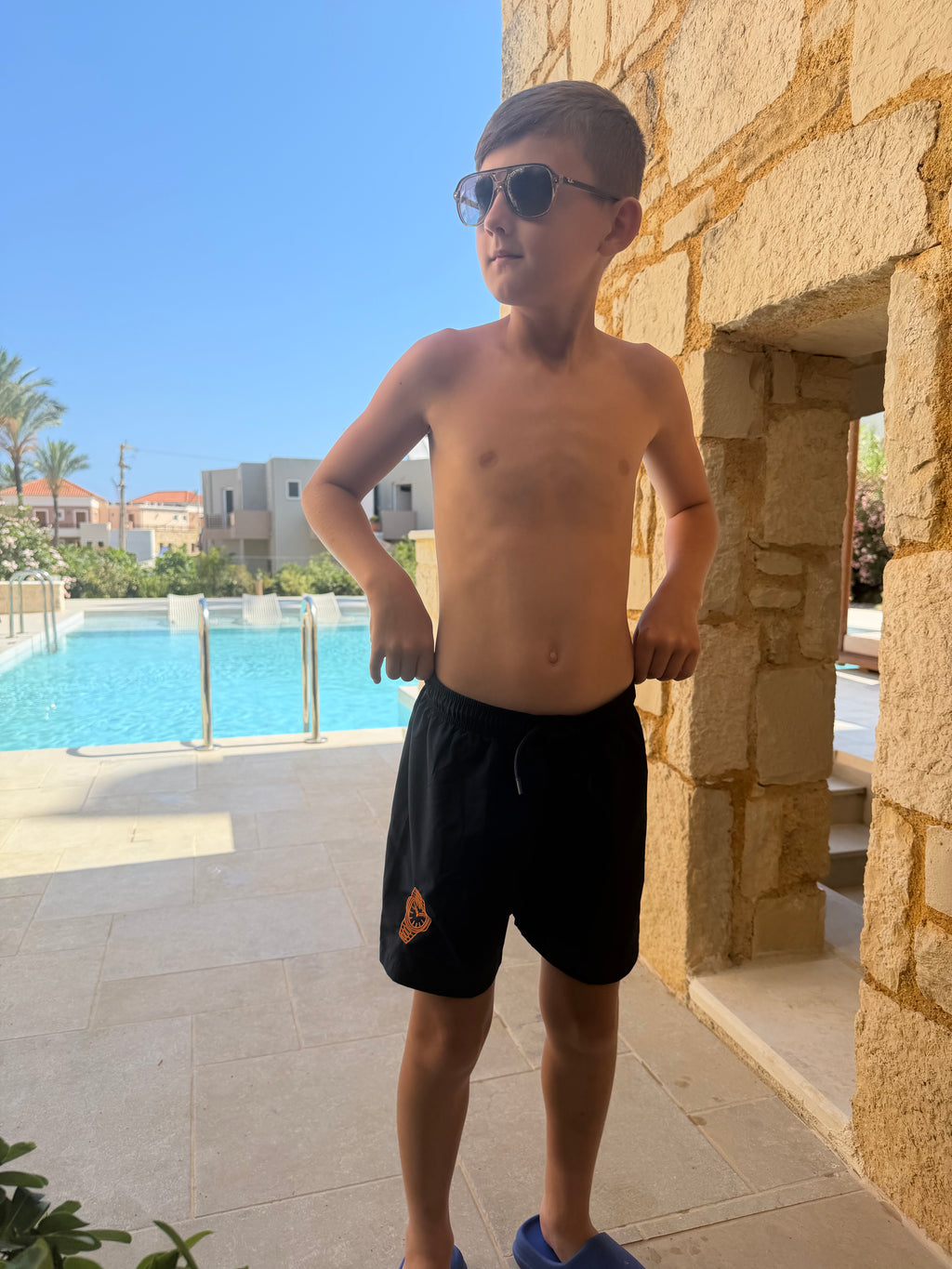 Boys navy watch swimming trunks ⌚️