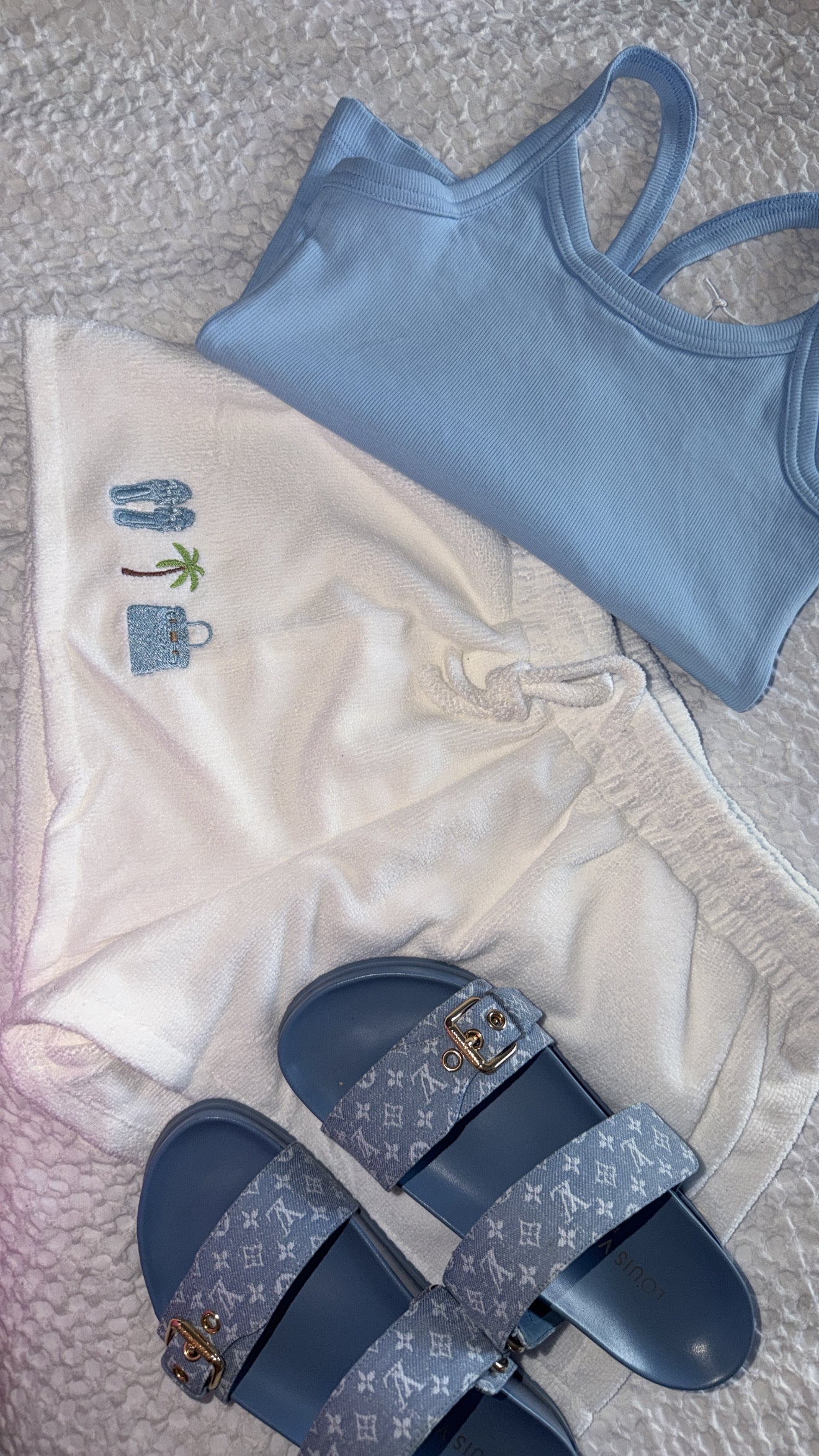 Blue palm towelling shorts🩵💙