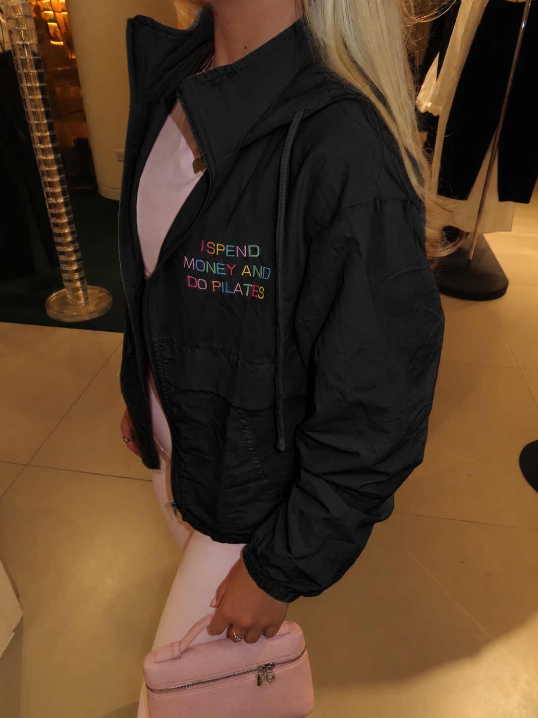 Black embroidered windbreaker 🖤🎀